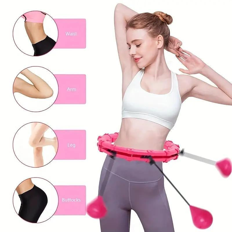 24 Knots Detachable Adjustable Smart Weighted Exercise Hoop, Sports Fitness Hoop with Ball for Women, Infinity Hoop, Fitness Ring, Gym Accessories, Gymtok, Waist Hula Hoop