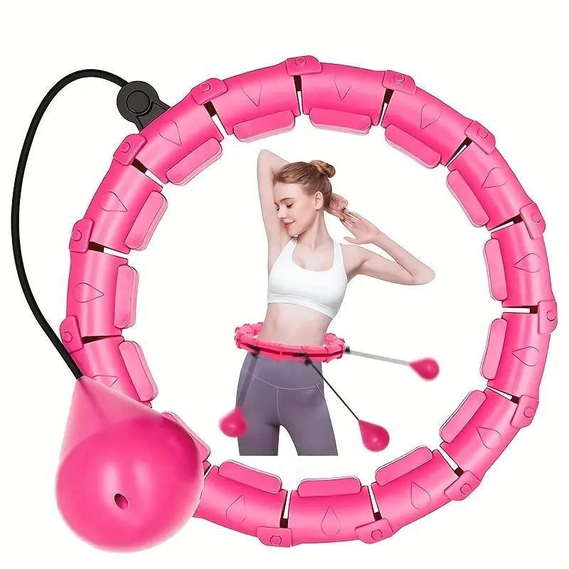 24 Knots Detachable Adjustable Smart Weighted Exercise Hoop, Sports Fitness Hoop with Ball for Women, Infinity Hoop, Fitness Ring, Gym Accessories, Gymtok, Waist Hula Hoop