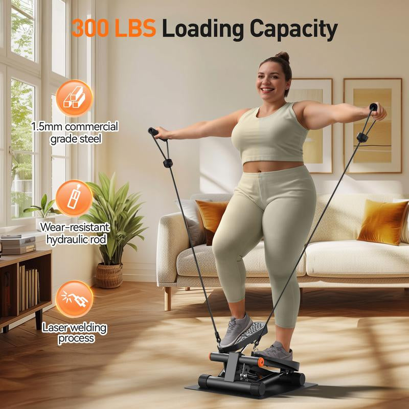 Niceday Stepper with Resistance Bands, Compact Stair Stepper for Home/Office, 300LBS Capacity, Hydraulic Fitness Stepper with LCD Monitor for Workouts